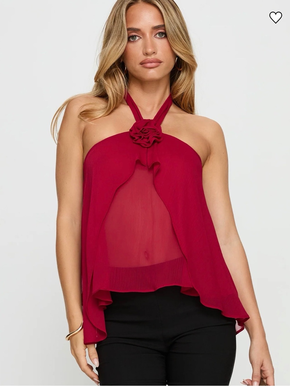 Zoanne Chiffon Layered Top Guava - NWT